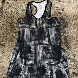 Fila Sport Tank Top Size S Black with silver brush, stroke design, Activewear